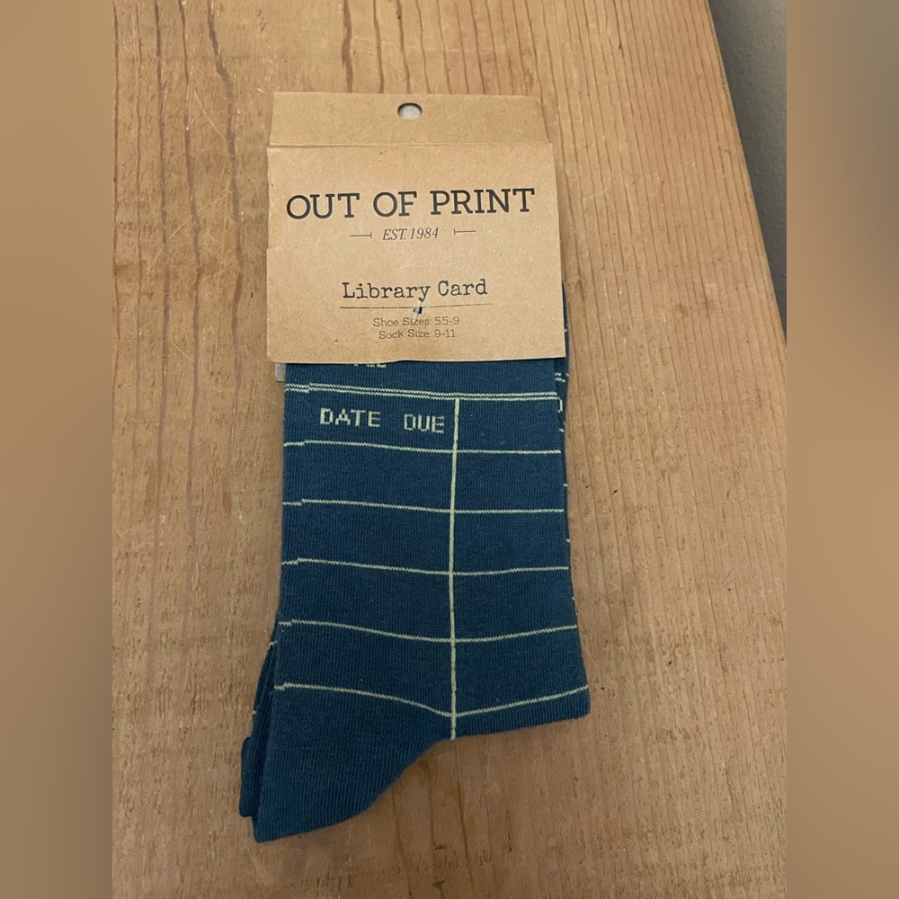 NEW Out of Print Library Card Socks Size S
